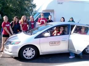 Hamline University students enjoying Hour Car
